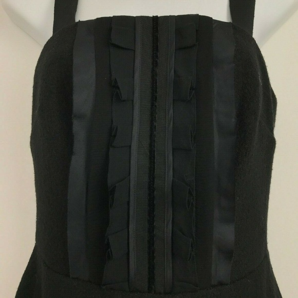 Banana Republic Black Wool Ruffle Front Dress Sz 2 - Picture 2 of 8